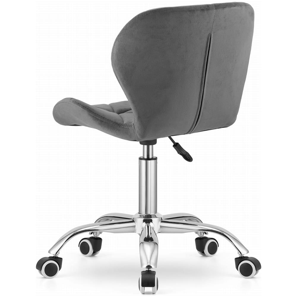 Sedia girevole in velluto AVOLA grigio scuro, design ergonomico - Foto 6