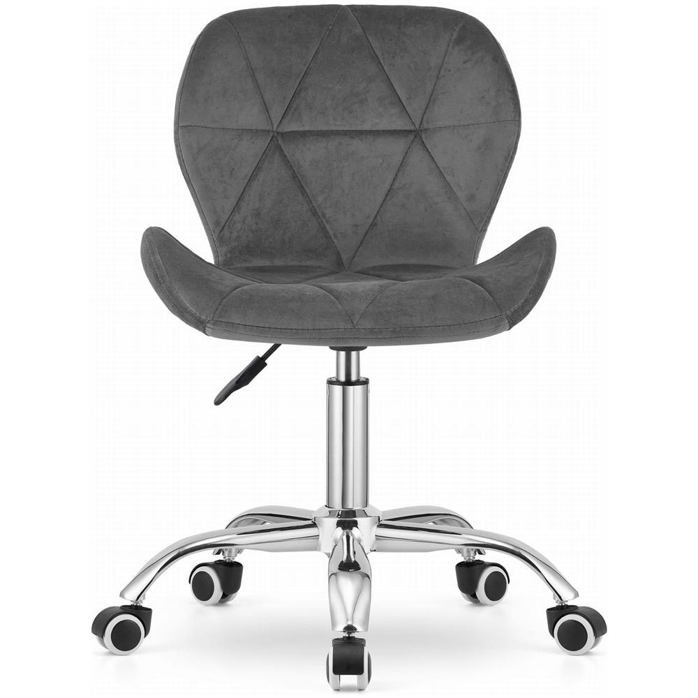 Sedia girevole in velluto AVOLA grigio scuro, design ergonomico - Foto 2