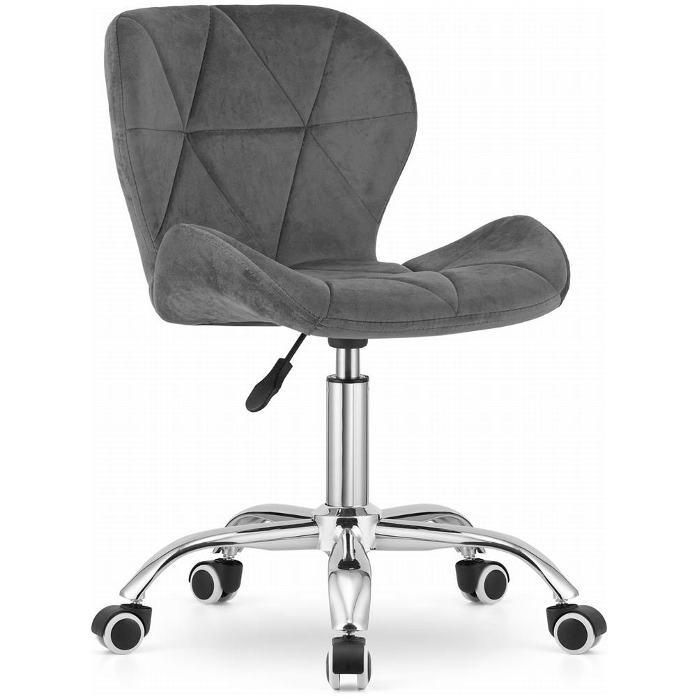 Sedia girevole in velluto AVOLA grigio scuro, design ergonomico - Foto 1