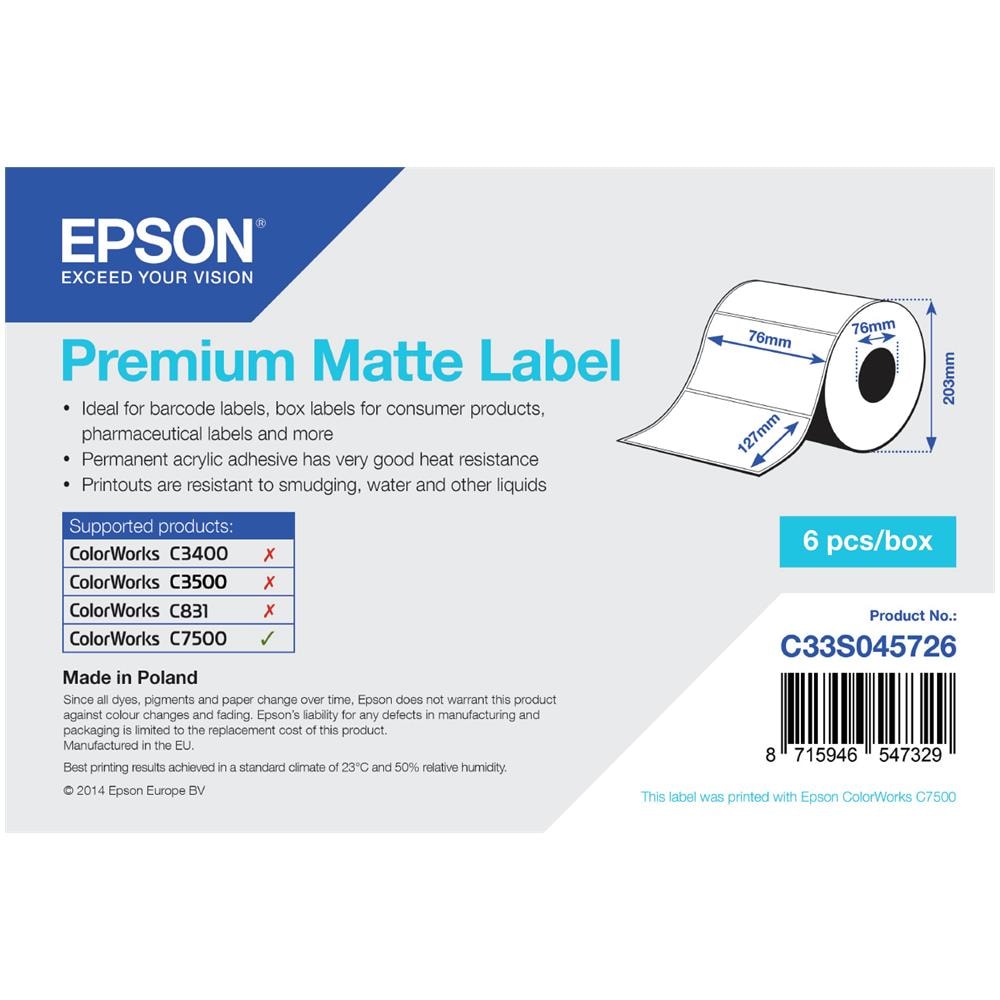 Premium Matte 76mm x 127mm, 960, Bianco, Matte, ColorWorks C7500, 76mm x 127mm, Poland - Foto 1