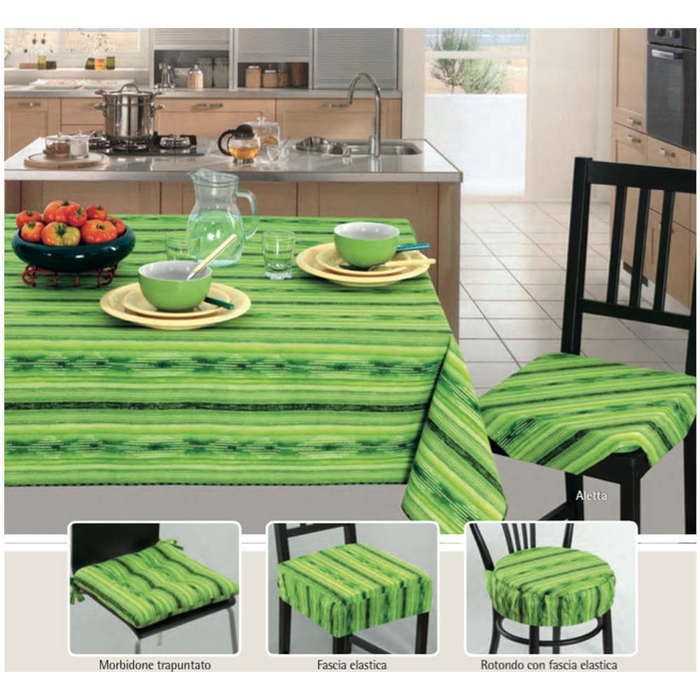 Tovaglia Copritavolo Resinata Antimacchia Modello Ikarus Made In Italy 140x140 Verde - Foto 2