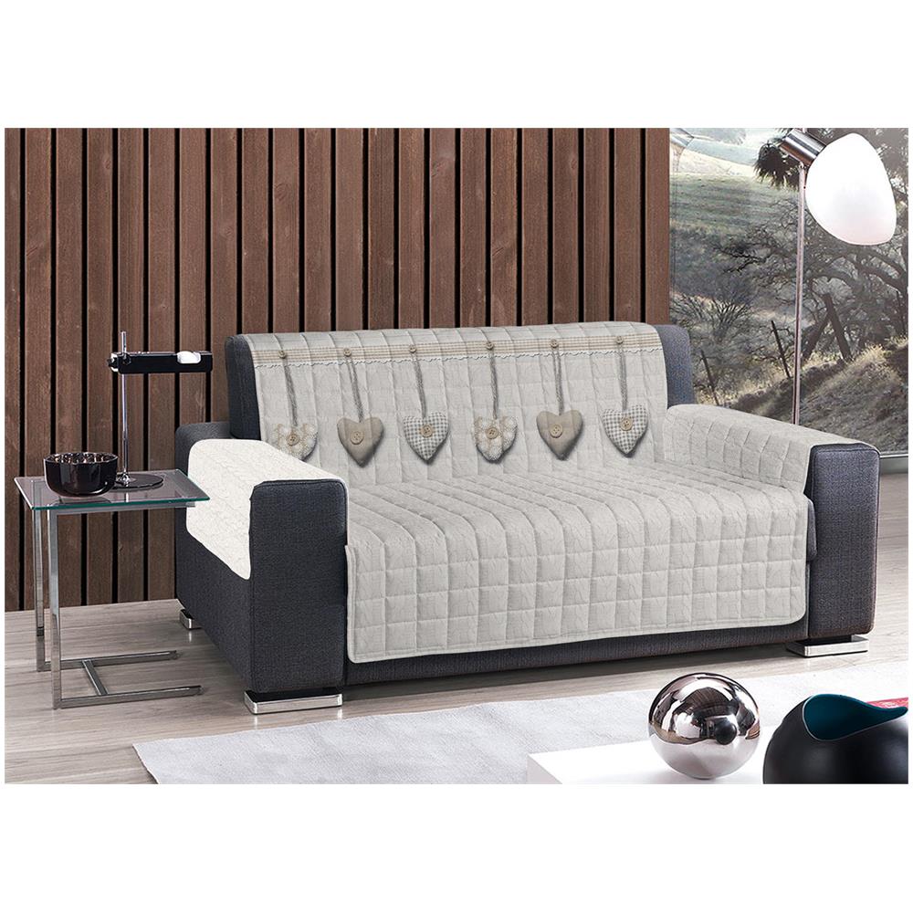 BIANCHERIAWEB Copridivano Antimacchia Trapuntato Modello Sofà Tortora-Beige 3 Posti Tortora-Beige 
