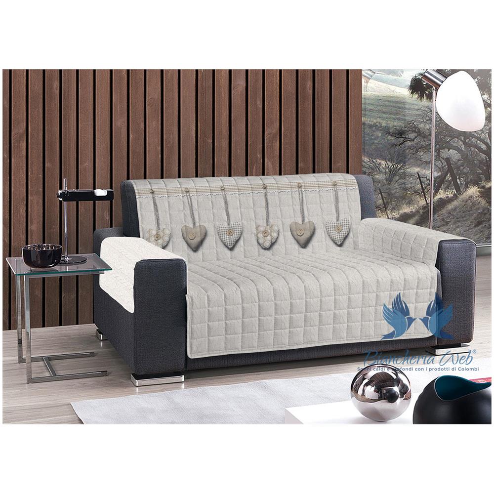 Copridivano Trapuntato Disegno Cuore Appeso 3 Posti Beige - Foto 1