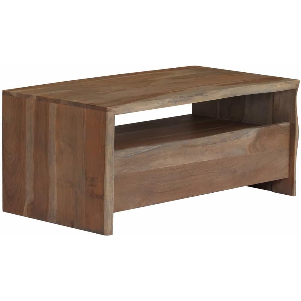 Tavolino Da Caffè In Legno Massello Di Acacia 90x50x40cm Grigio - Foto 1