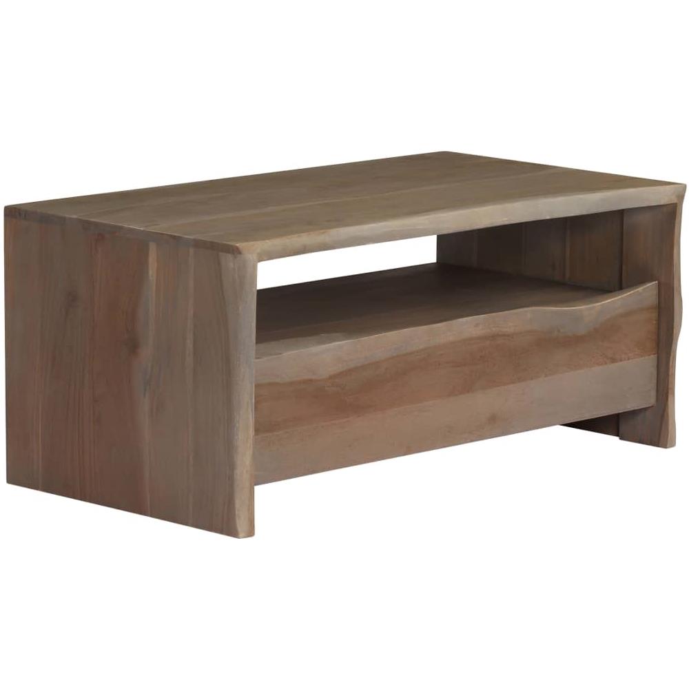 Tavolino Da Caffè In Legno Massello Di Acacia 90x50x40cm Grigio - Foto 7