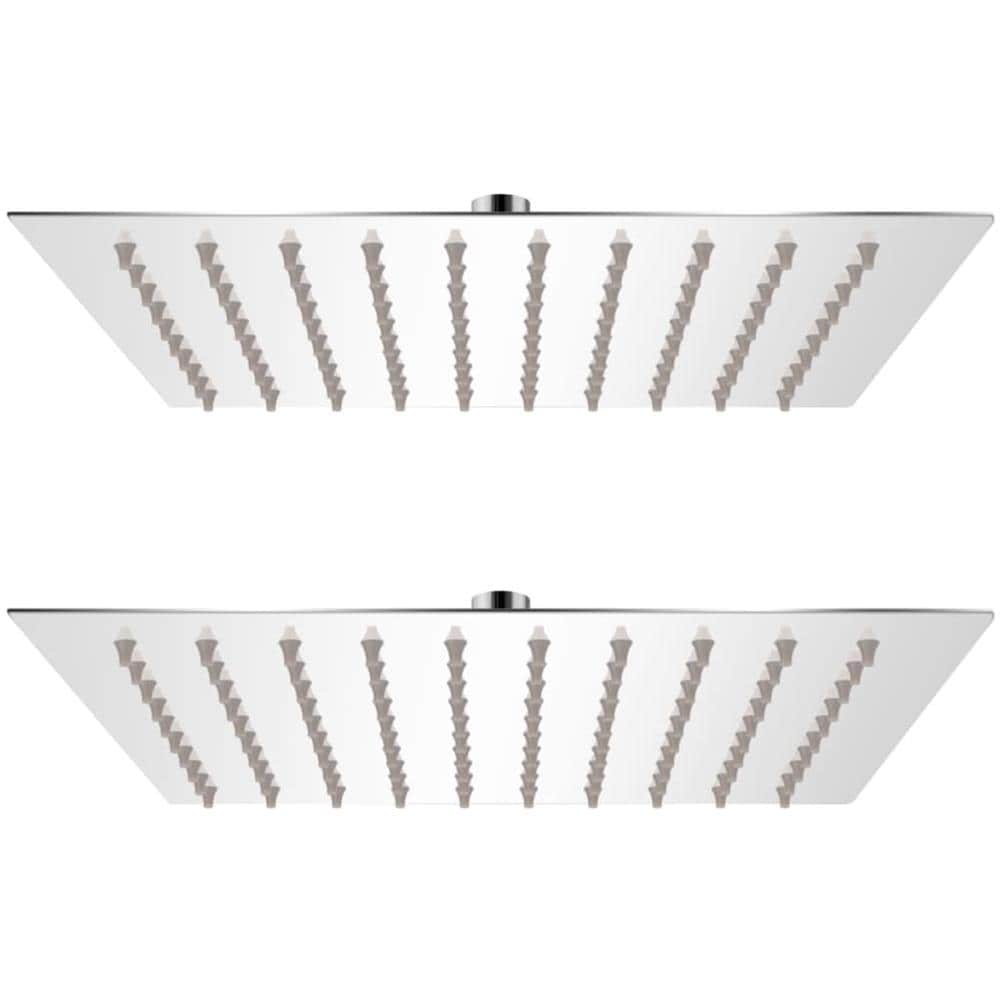 Soffione Per Doccia A Pioggia 2 Pz Acciaio Inossidabile 20x20cm - Foto 1