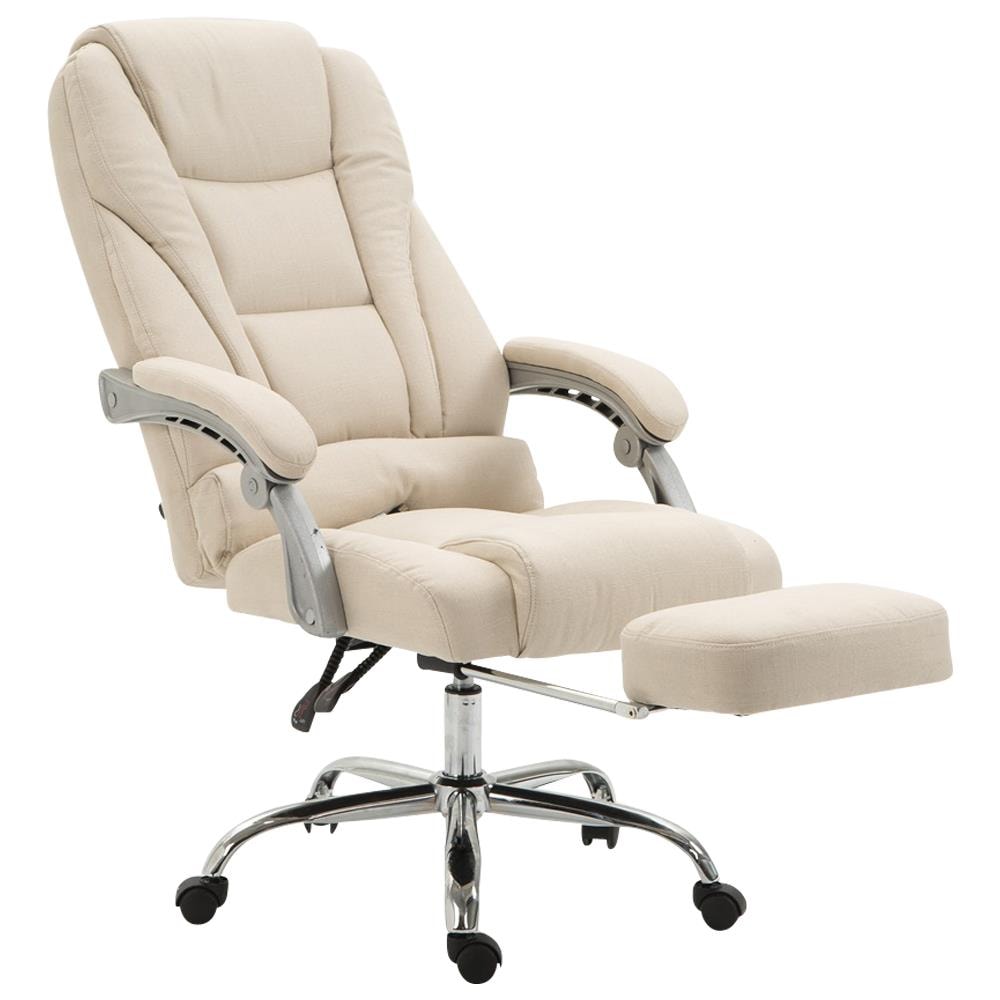 Sedia Ufficio Pacific in Tessuto - Poltrona Direzionale Ergonomica Imbottita con Poggiapiedi - Sedia Studio Carico Max 150KG Crema - Foto 1