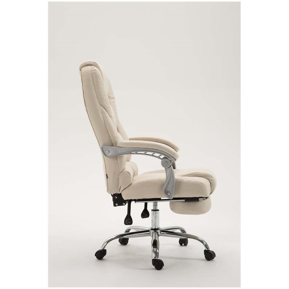 Sedia Ufficio Pacific in Tessuto - Poltrona Direzionale Ergonomica Imbottita con Poggiapiedi - Sedia Studio Carico Max 150KG Crema - Foto 2