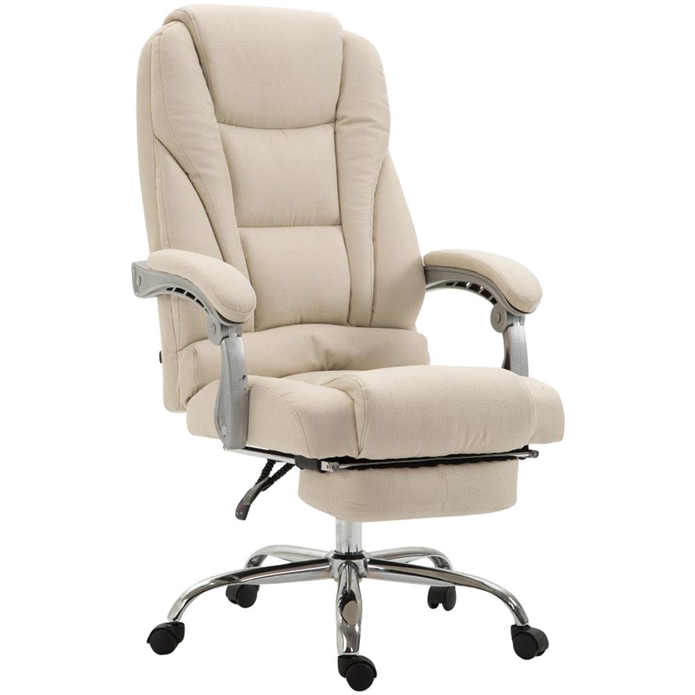 Sedia Ufficio Pacific in Tessuto - Poltrona Direzionale Ergonomica Imbottita con Poggiapiedi - Sedia Studio Carico Max 150KG Crema - Foto 5