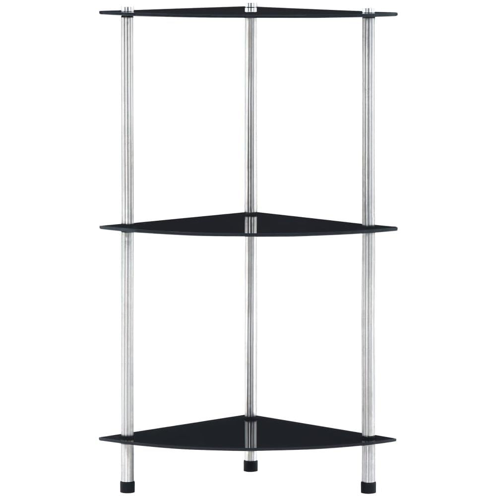 Scaffale a 3 Livelli Nero 30x30x67 cm in Vetro Temperato - Foto 2