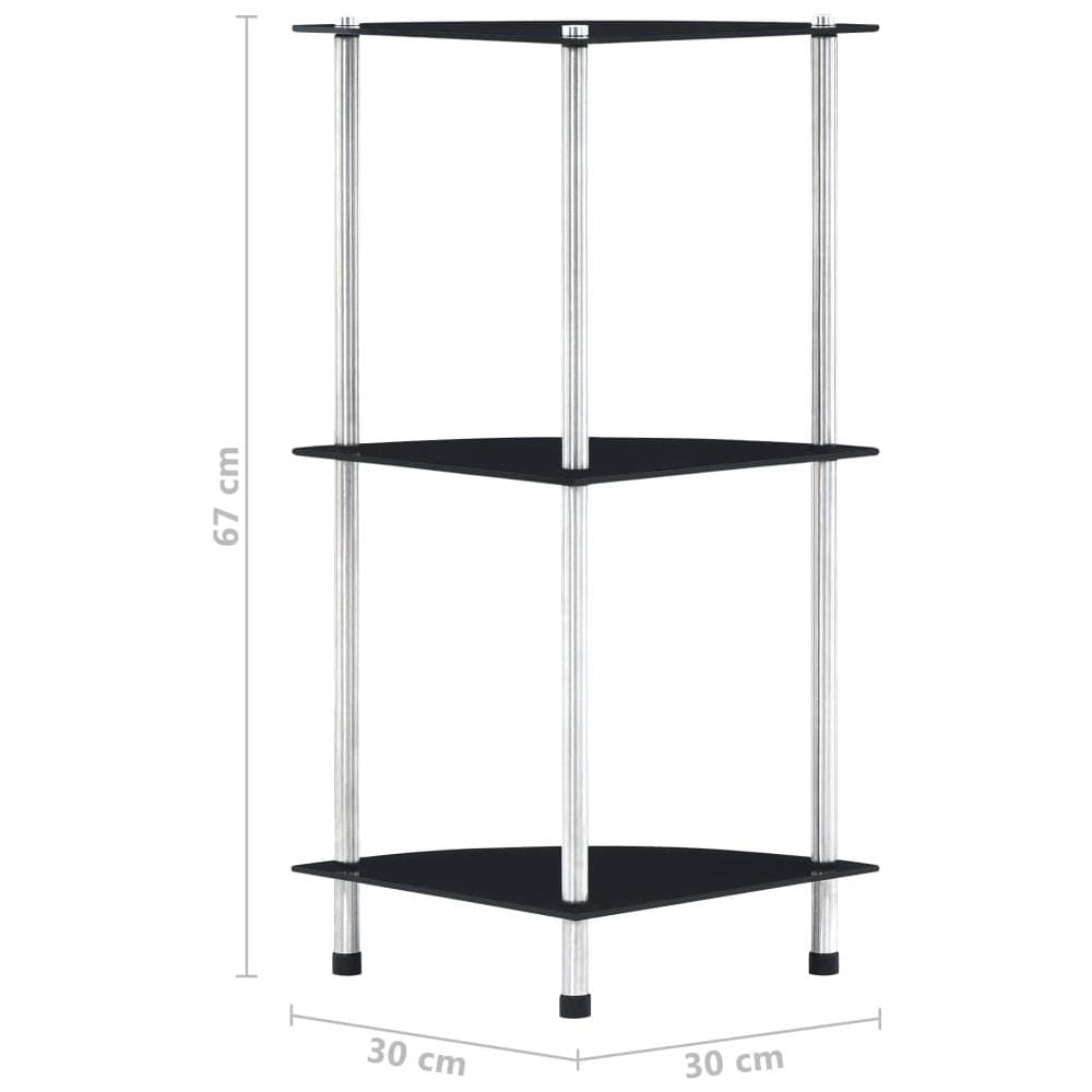 Scaffale a 3 Livelli Nero 30x30x67 cm in Vetro Temperato - Foto 6