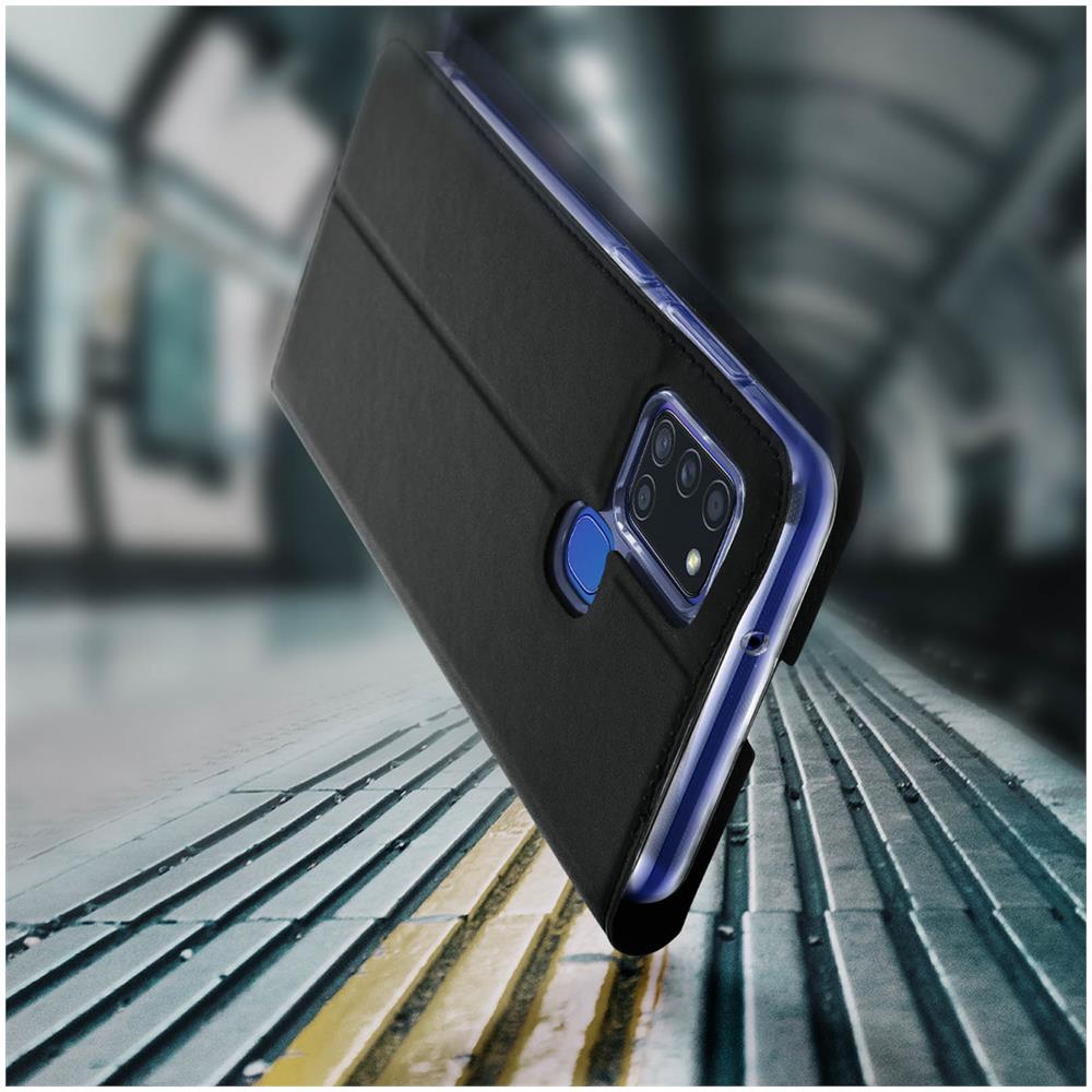 Custodia Per Samsung Galaxy A21s Portacarte Cover Silicone Supporto, Nero - Foto 2