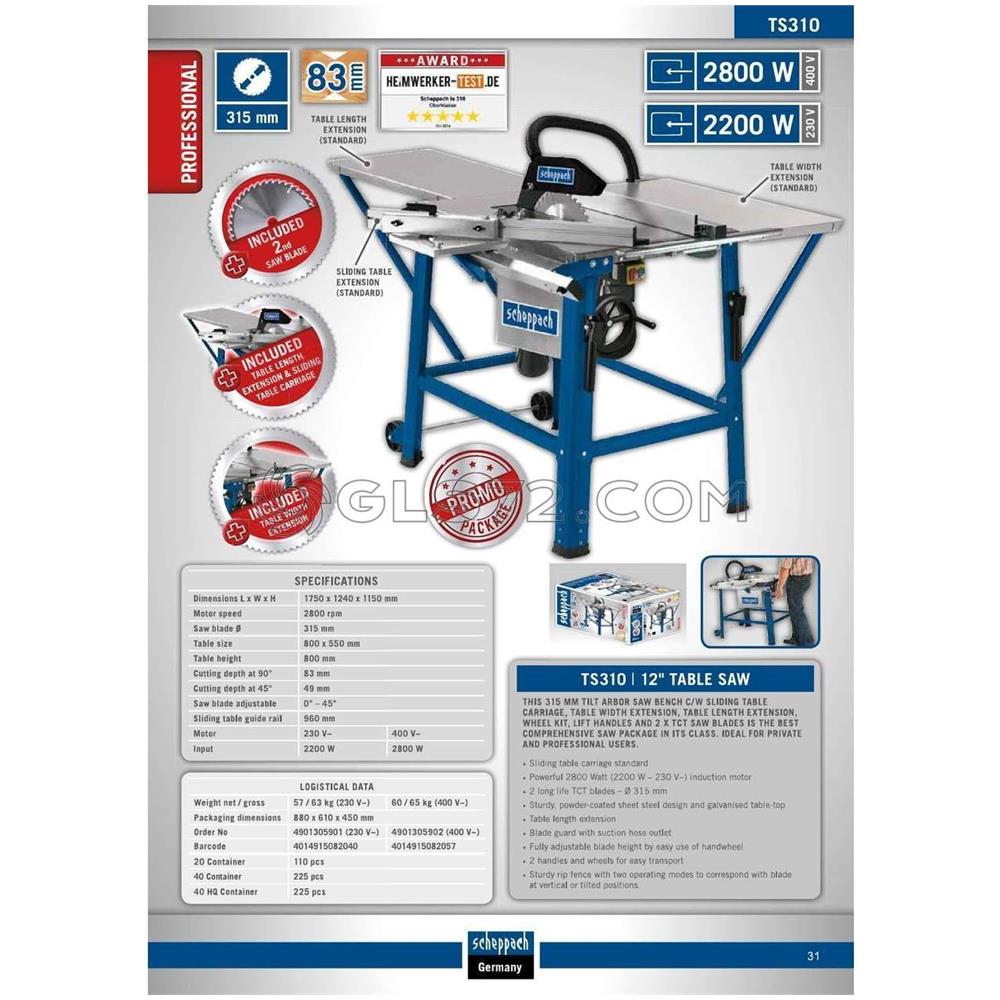 Banco Sega Circolare Ts310 Disco 315 2800w 400v + Lama Di Ricambio - Foto 6