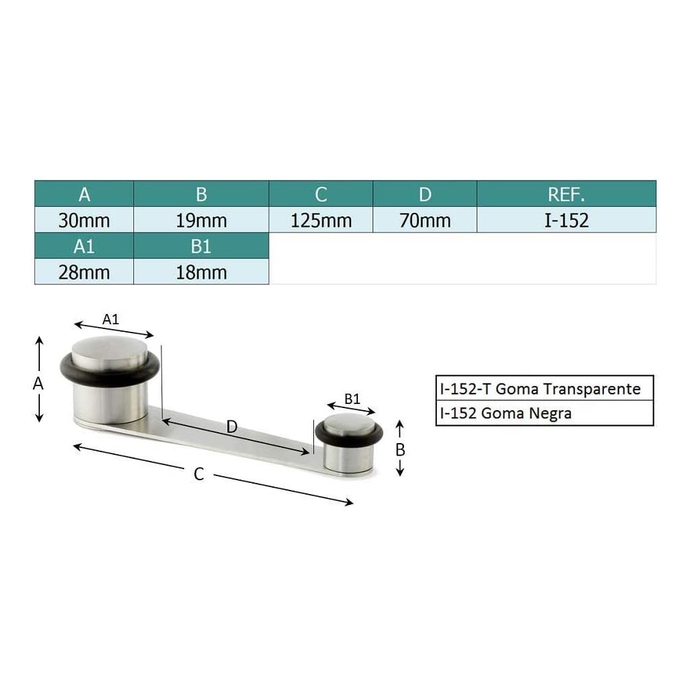 Fermata Porta Con Fermo, Installazione Adesiva O Vite, Acciaio Inossidabile, Gomma Nera - Foto 3