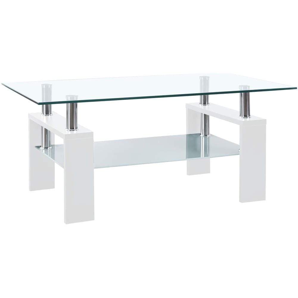 Tavolino Salotto Bianco E Trasparente95x55x40cm Vetro Temperato - Foto 1