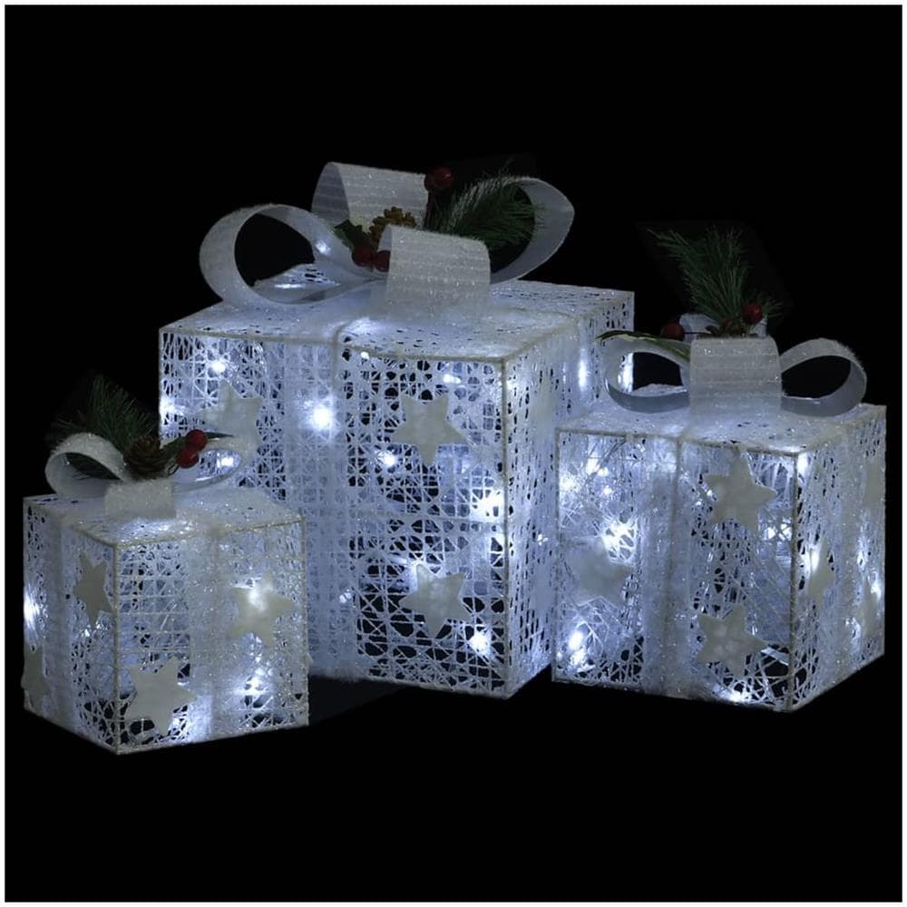 Scatole Regalo Decorative Natale 3pz Bianche da Esterno Interni - Foto 2