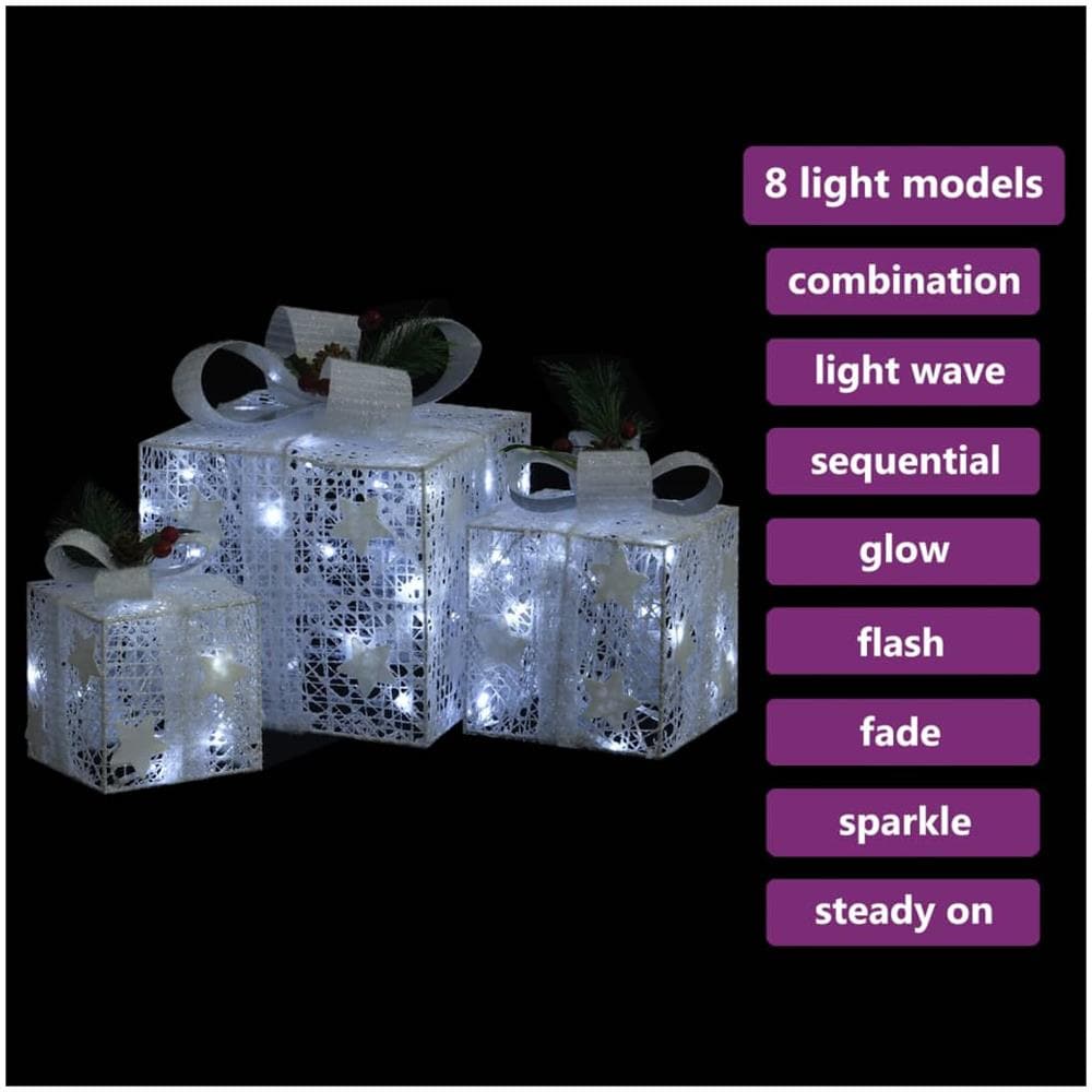 Scatole Regalo Decorative Natale 3pz Bianche da Esterno Interni - Foto 3