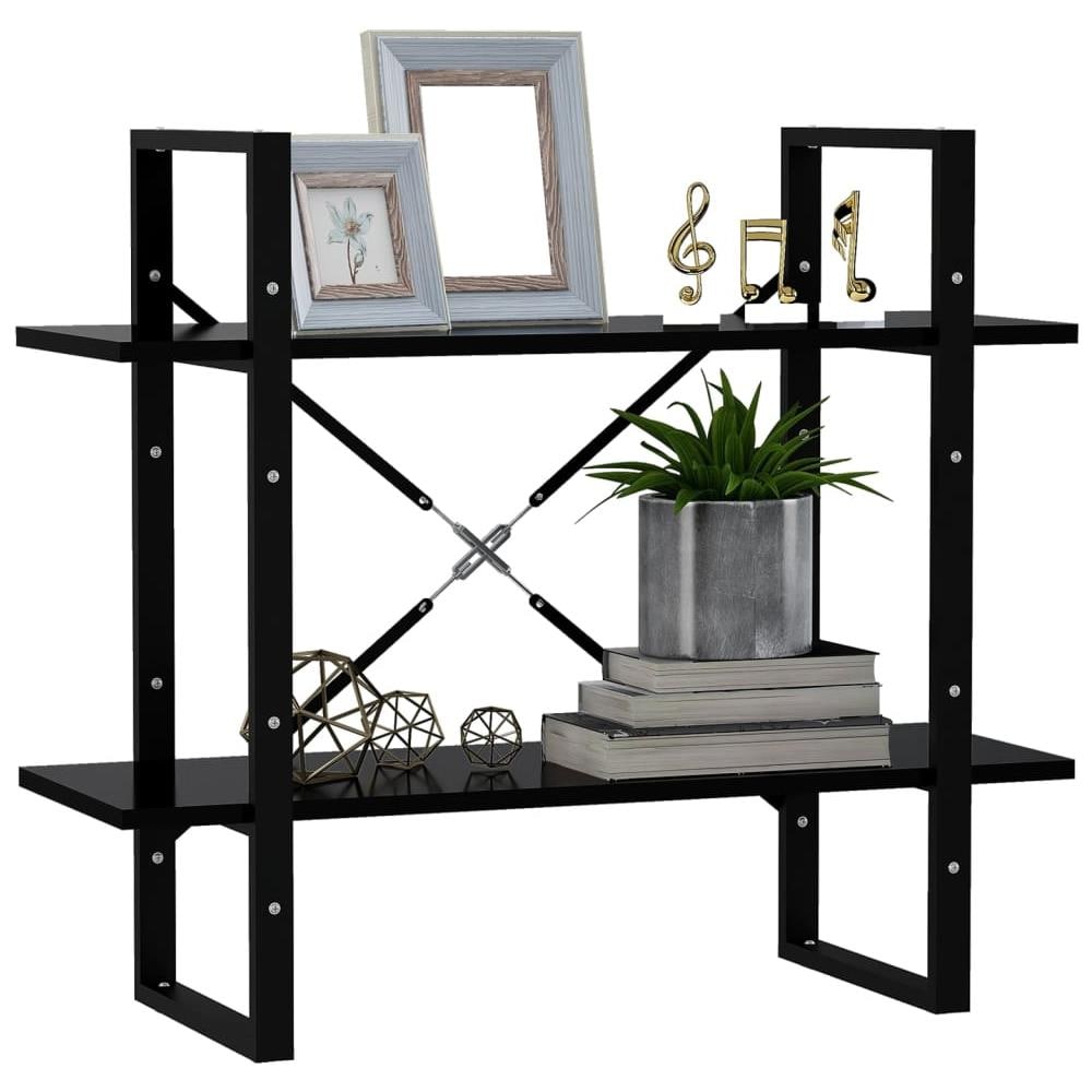 Libreria a 2 Ripiani Nera 80x30x70 cm in Legno Multistrato - Foto 2