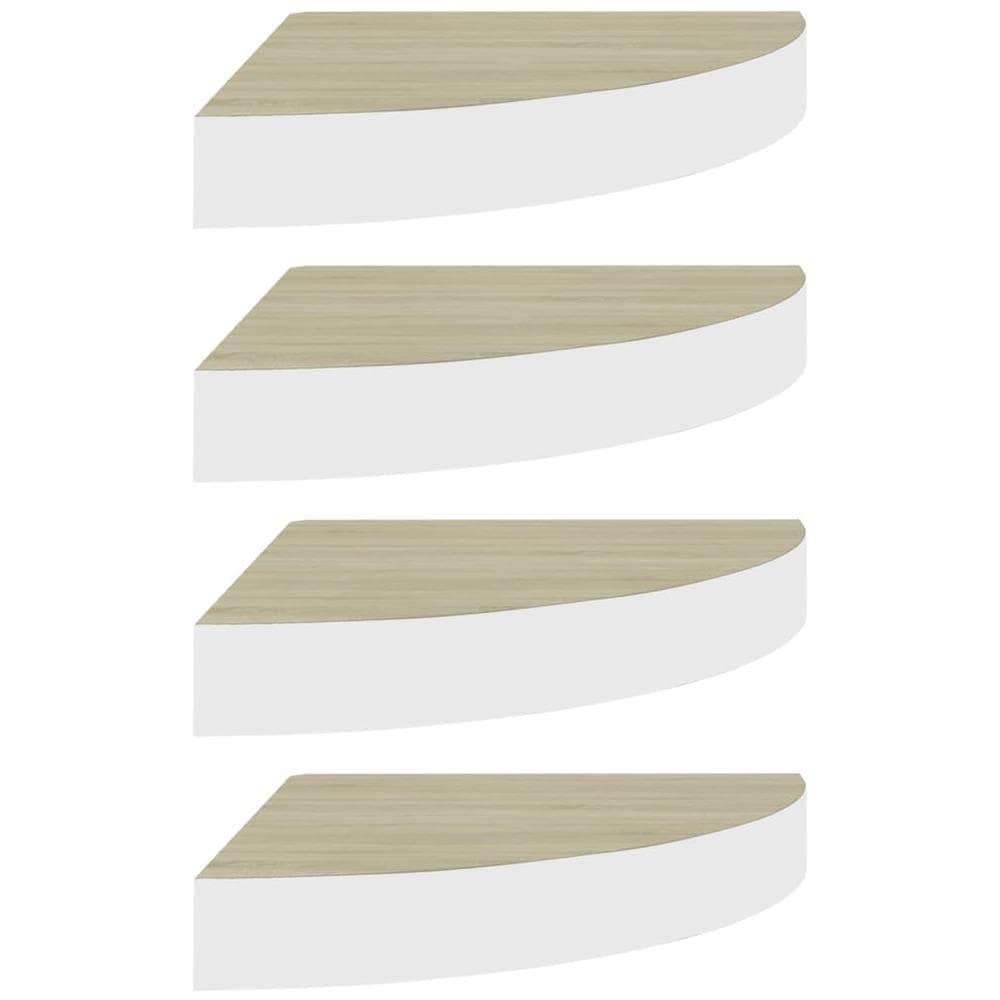 Mensole Angolari 4pz Rovere E Bianco 35x35x3,8 Cm In Mdf - Foto 2