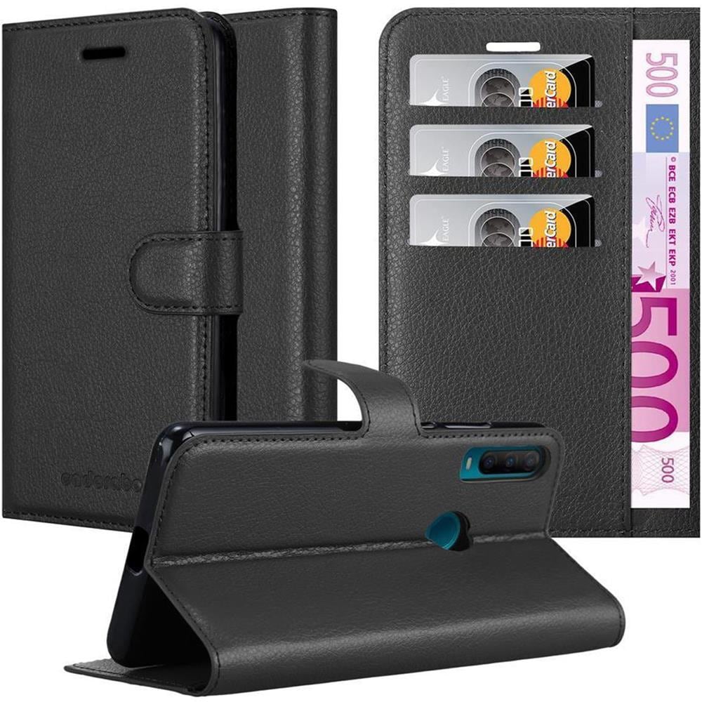 Custodia Compatibile Con Alcatel 1s 2020 In Nero Carbone - Coperchio Protettiva Con Chiusura Magnetica, Funzione Stand E Tasca Per Le Carte - Foto 1