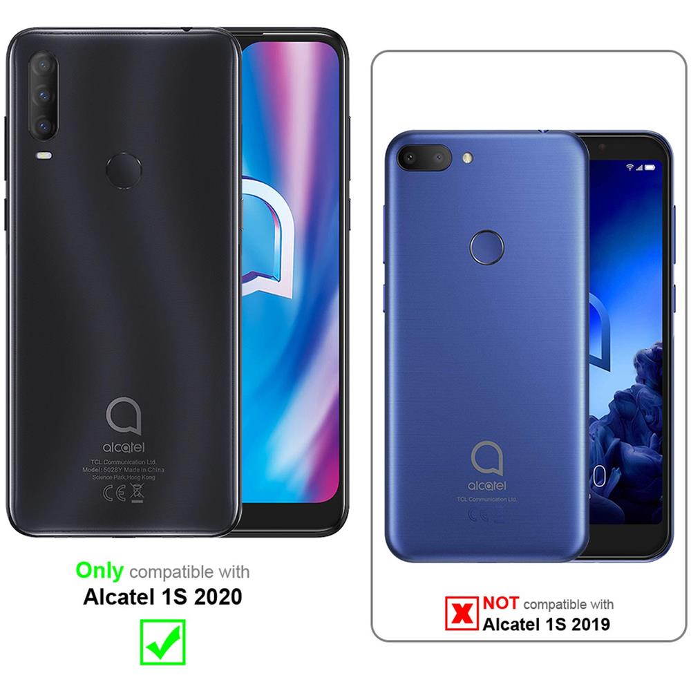 Custodia Compatibile Con Alcatel 1s 2020 In Nero Carbone - Coperchio Protettiva Con Chiusura Magnetica, Funzione Stand E Tasca Per Le Carte - Foto 2