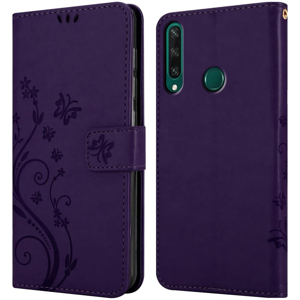 Custodia Compatibile Con Huawei Y6p In Lilla Scuro Fiore - Coperchio Protettivo In Design Floreale Con Chiusura Magnetica, Funzione Stand E Slot Per Carte - Foto 7