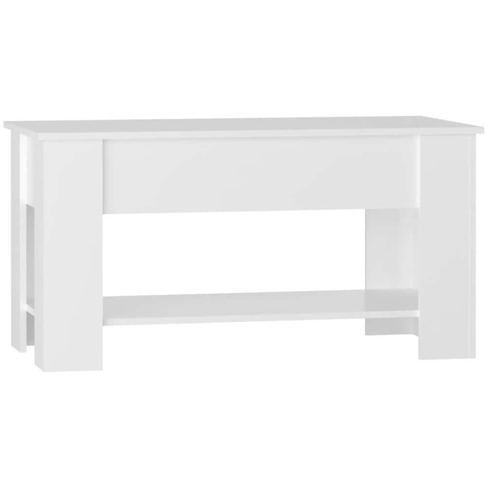 Tavolino Da Salotto Bianco Lucido 101x49x52cm Legno Multistrato - Foto 8