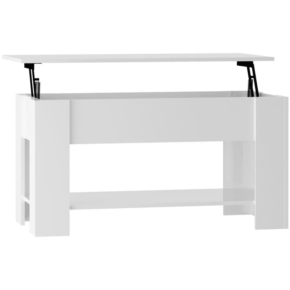 Tavolino Da Salotto Bianco Lucido 101x49x52cm Legno Multistrato - Foto 1