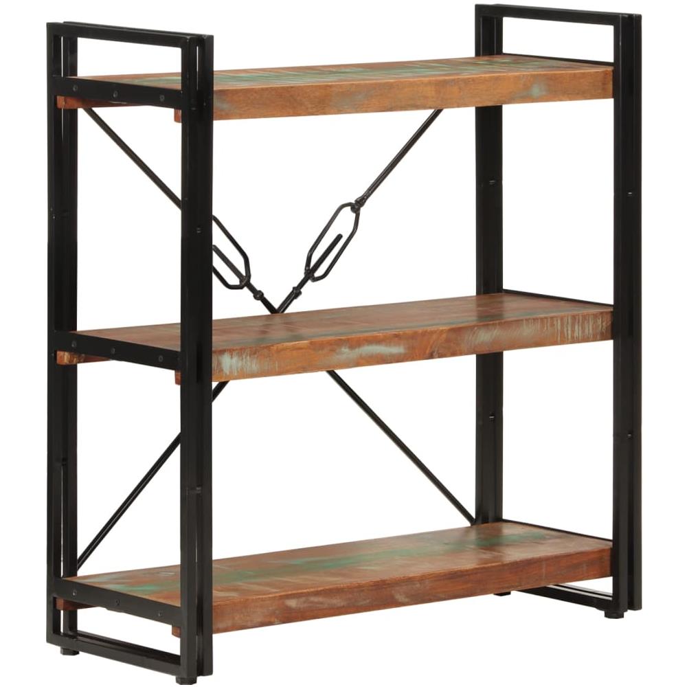 Libreria 3 Livelli 77x30x80 Cm Legno Massello Recupero E Ferro - Foto 1