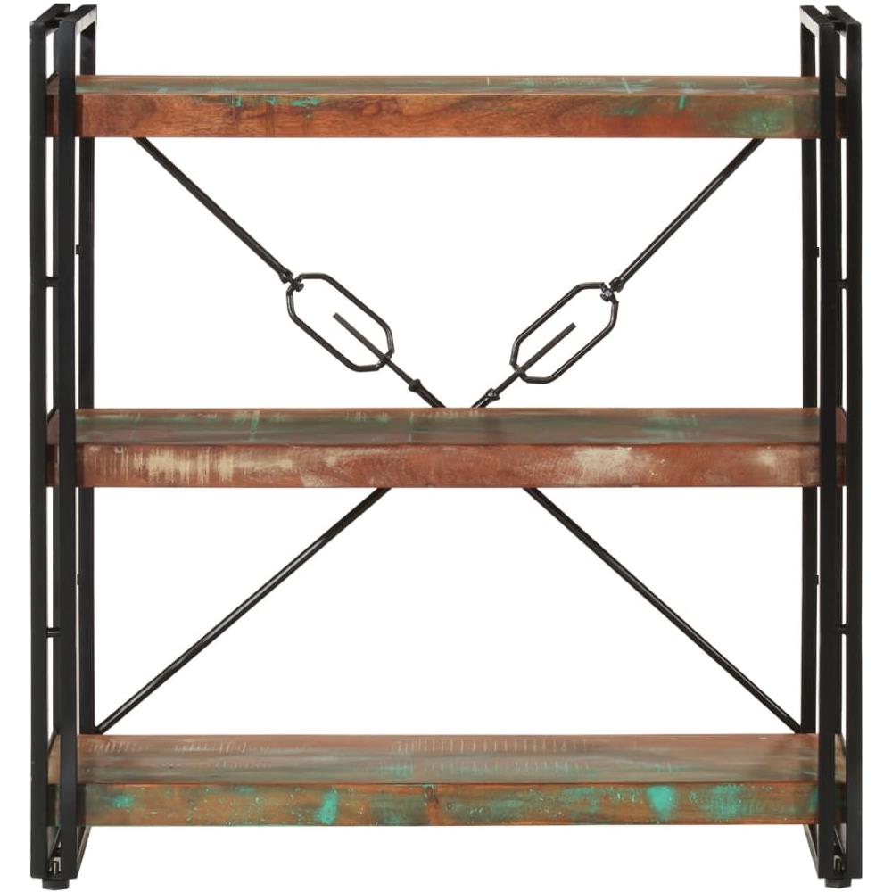 Libreria 3 Livelli 77x30x80 Cm Legno Massello Recupero E Ferro - Foto 2