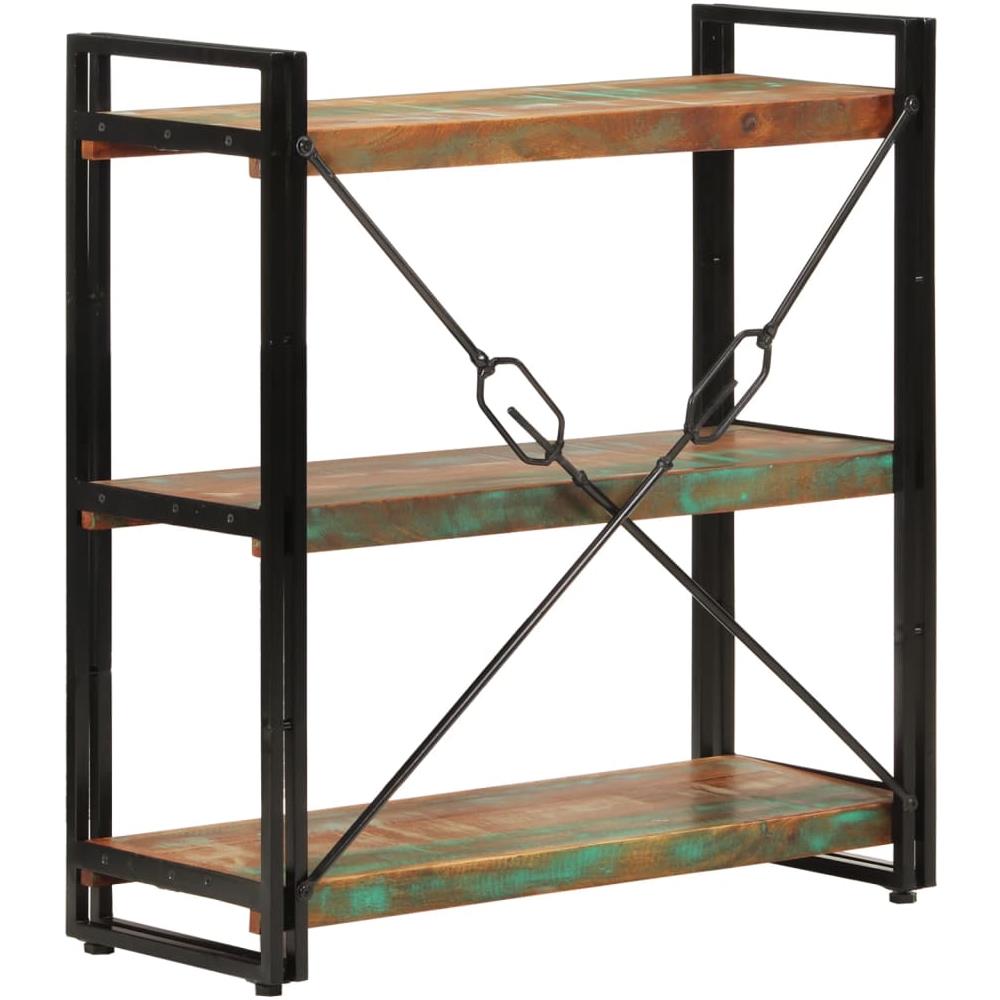 Libreria 3 Livelli 77x30x80 Cm Legno Massello Recupero E Ferro - Foto 6