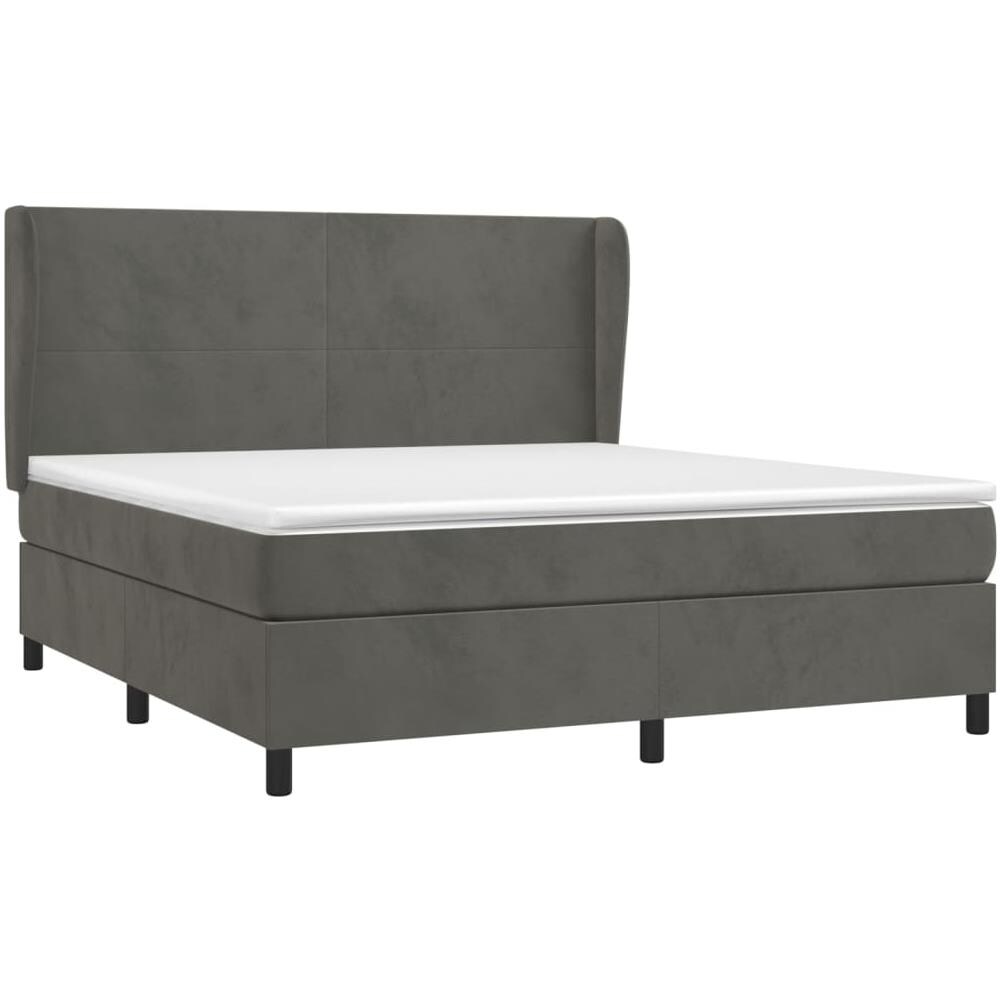 Giroletto A Molle Con Materasso Grigio Scuro 180x200 Cm Velluto - Foto 3