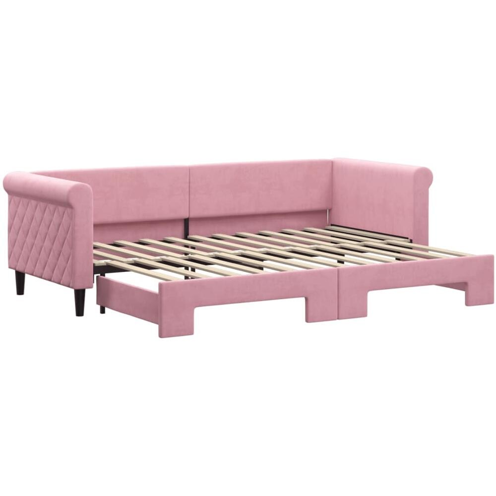 Divano Letto Con Letto Estraibile Rosa 80x200 Cm In Velluto - Foto 2