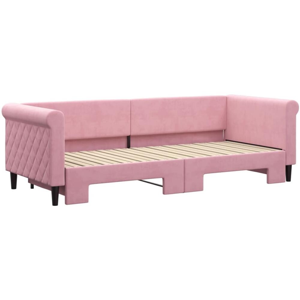 Divano Letto Con Letto Estraibile Rosa 80x200 Cm In Velluto - Foto 3