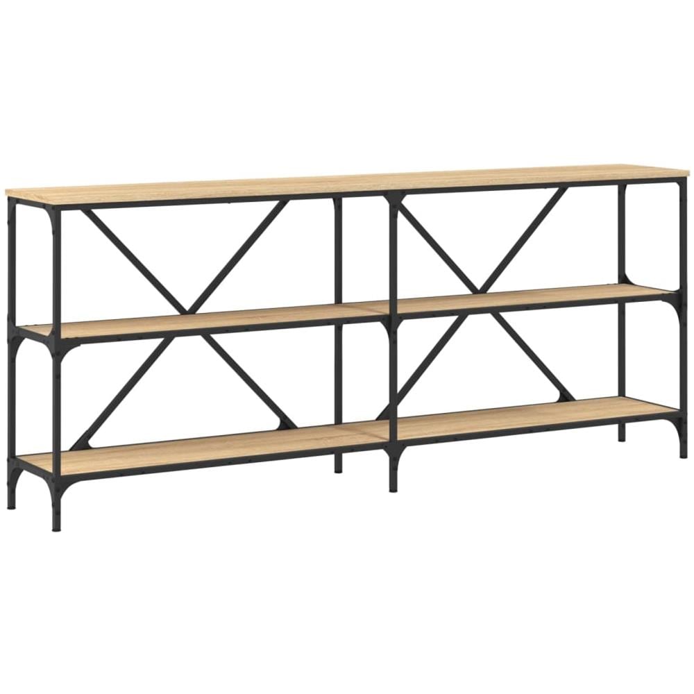 Tavolo Consolle Rovere Sonoma 180x30x75 Cm Multistrato E Ferro - Foto 2