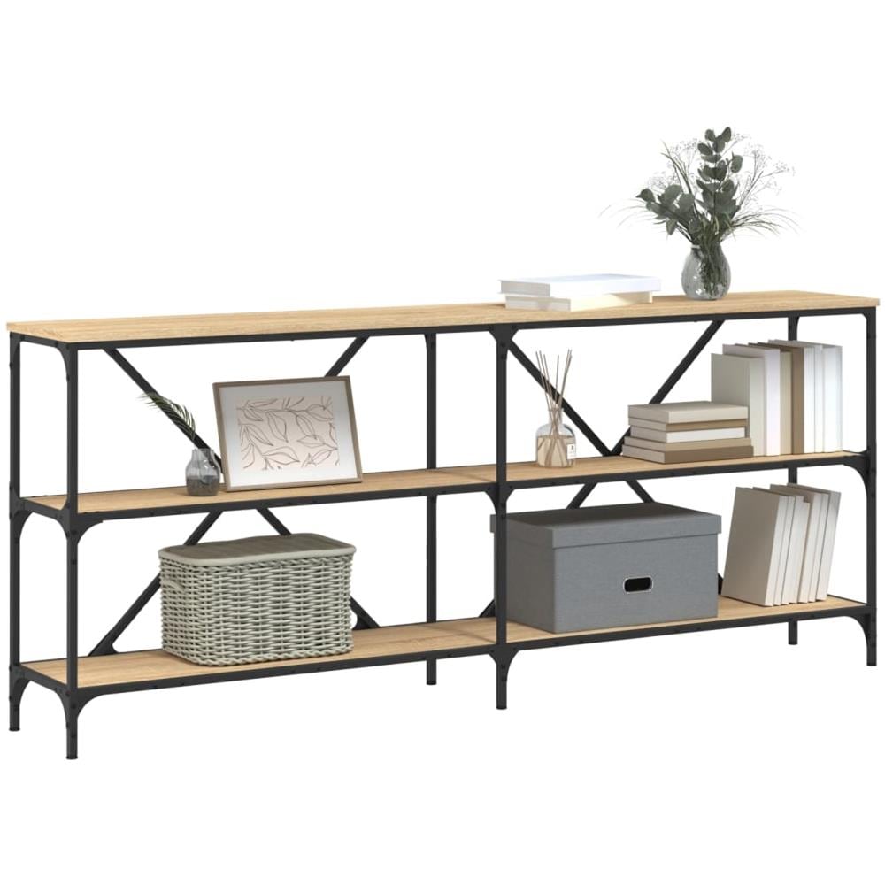 Tavolo Consolle Rovere Sonoma 180x30x75 Cm Multistrato E Ferro - Foto 3