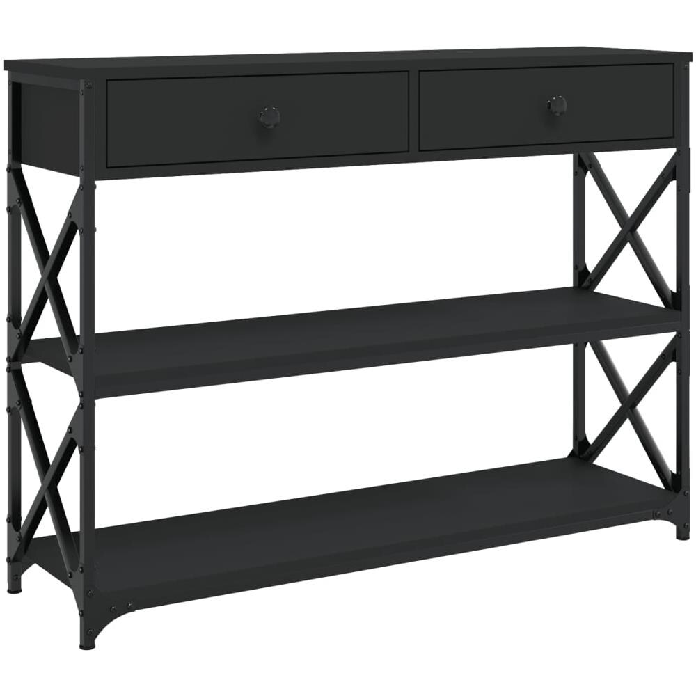 Tavolino Consolle Nero 100x28x75 Cm In Legno Multistrato - Foto 2