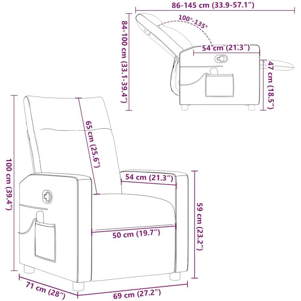 Poltrona Massaggiante Reclinabile Tortora in Tessuto - Foto 10
