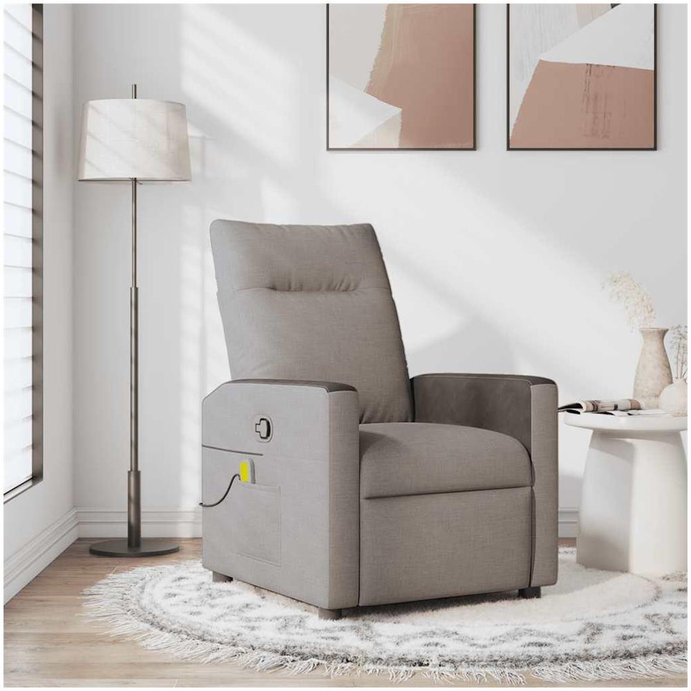 Poltrona Massaggiante Reclinabile Tortora in Tessuto - Foto 2