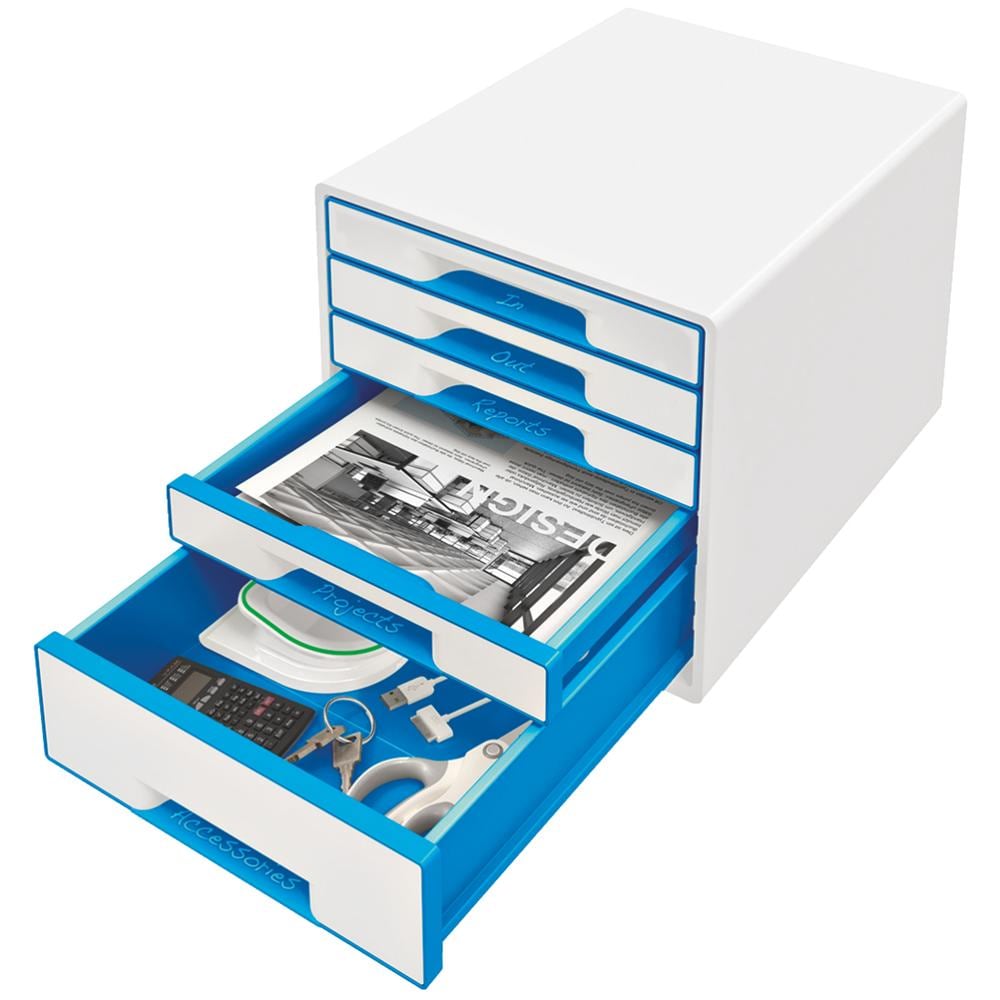 Cassettiere WOW CUBE - bianco glossy / blu metallizzato - 5 - 1x7,1 cm - 4x3,4 cm - 52141036 - Foto 1