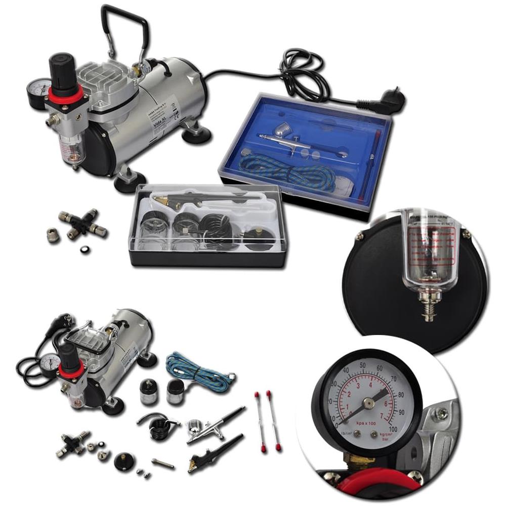 Set Compressore Aerografo Con 2 Pistole 1450 R. p. m - Foto 2