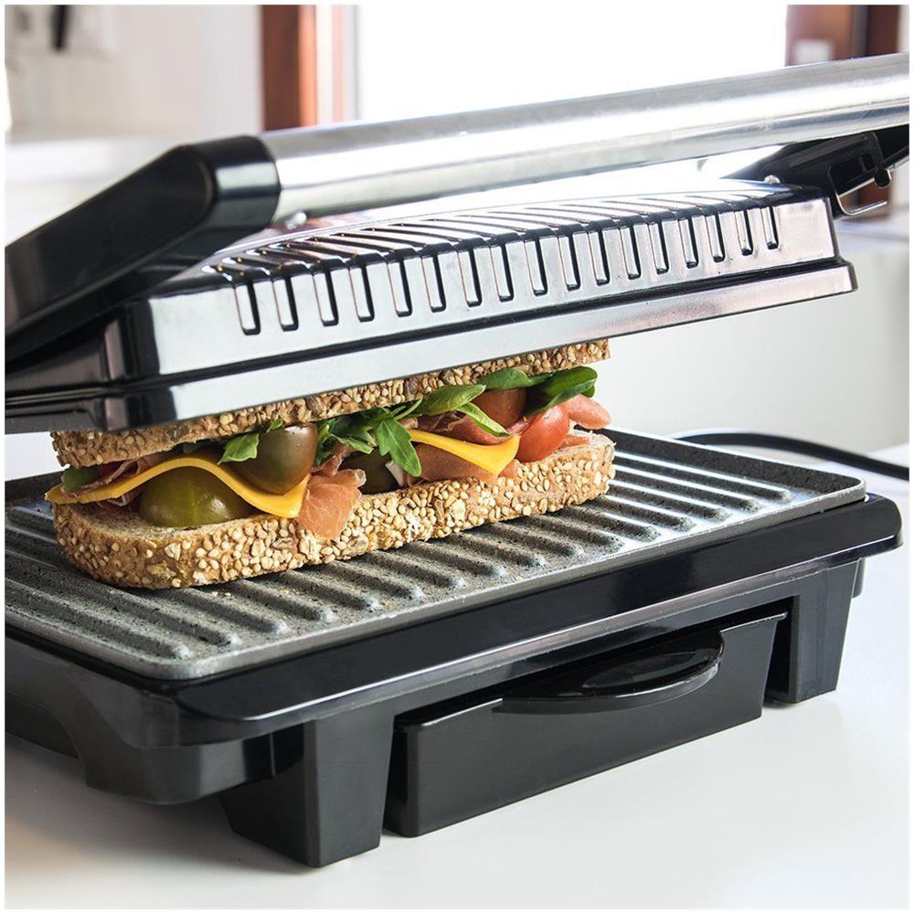 Piastra per Panini con Grill Potenza 1000 Watt Colore Nero / Inox - Foto 2