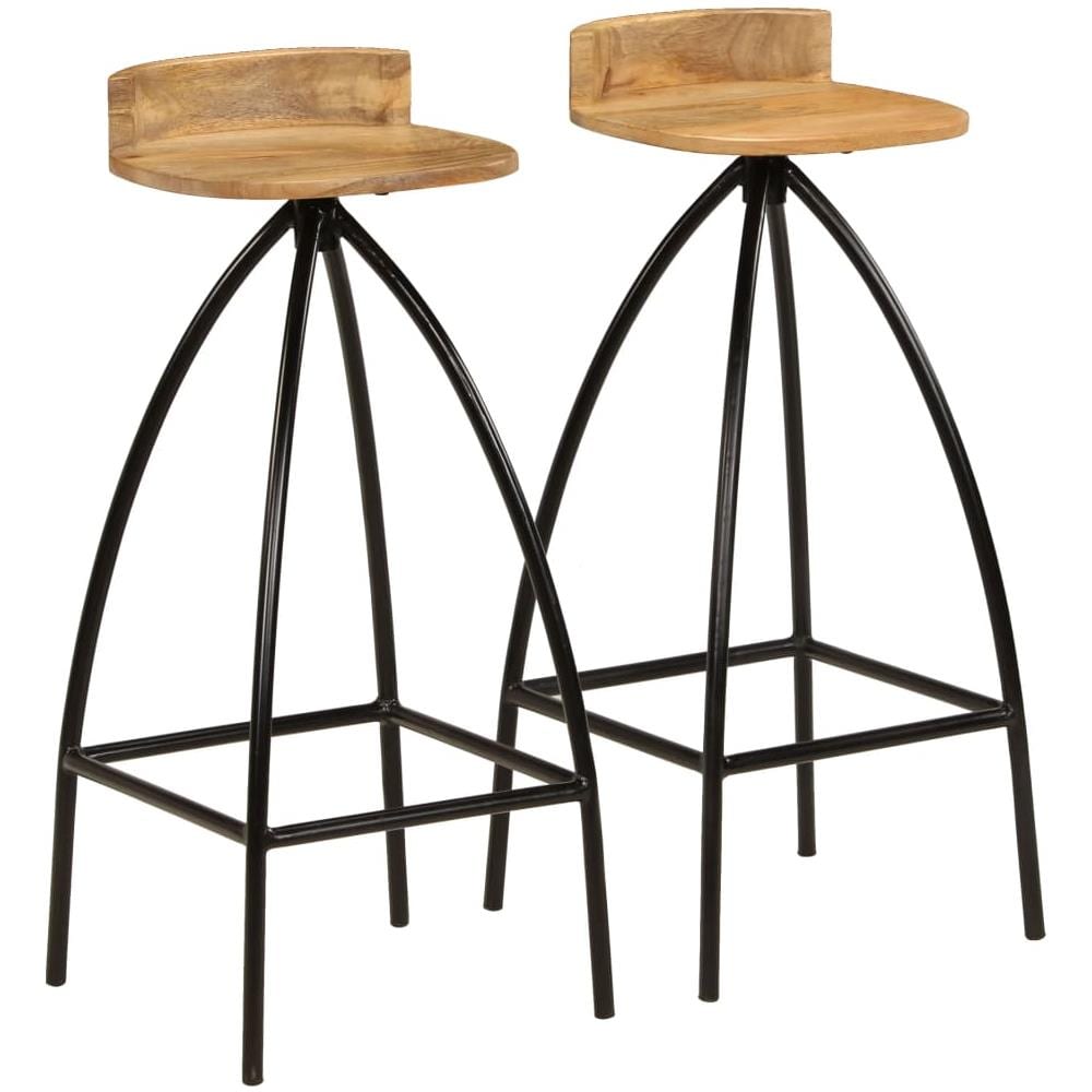 Sedie Da Bar 2 Pz In Legno Massello Di Mango 40x40x82 Cm - Foto 1