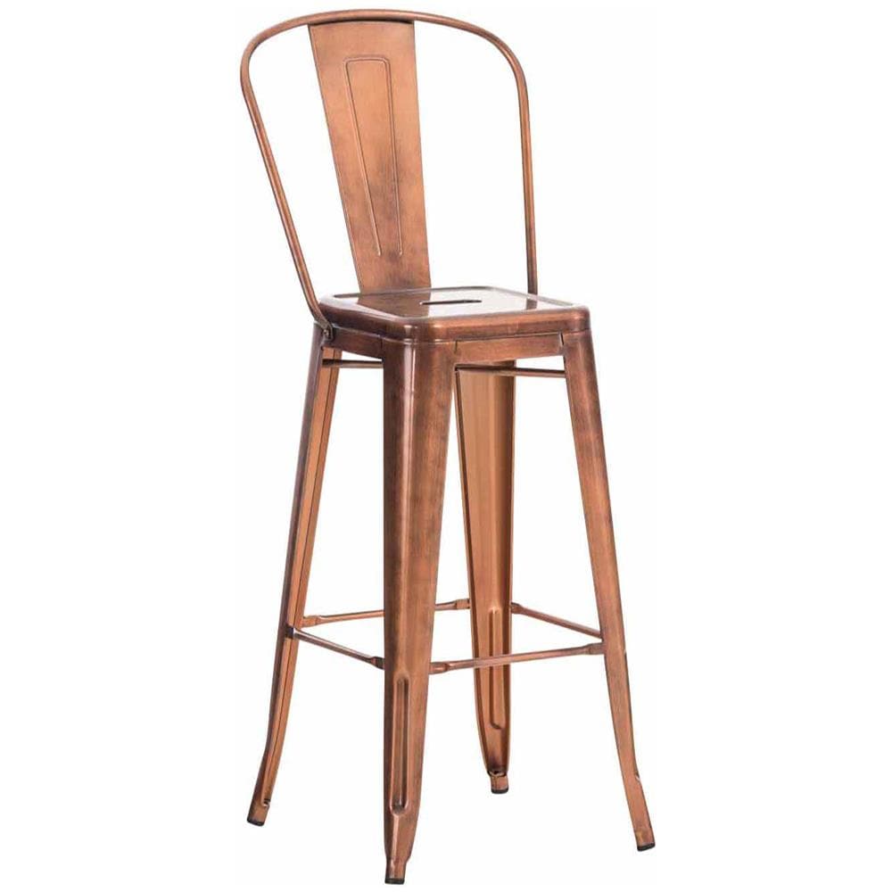 Sgabello Bar Aiden in Metallo Verniciato a Polvere | Sgabello Design Industrial, Facile da Pulire | Sedia Sgabello da Bancone, Seduta Alta 77 cm Rame - Foto 1