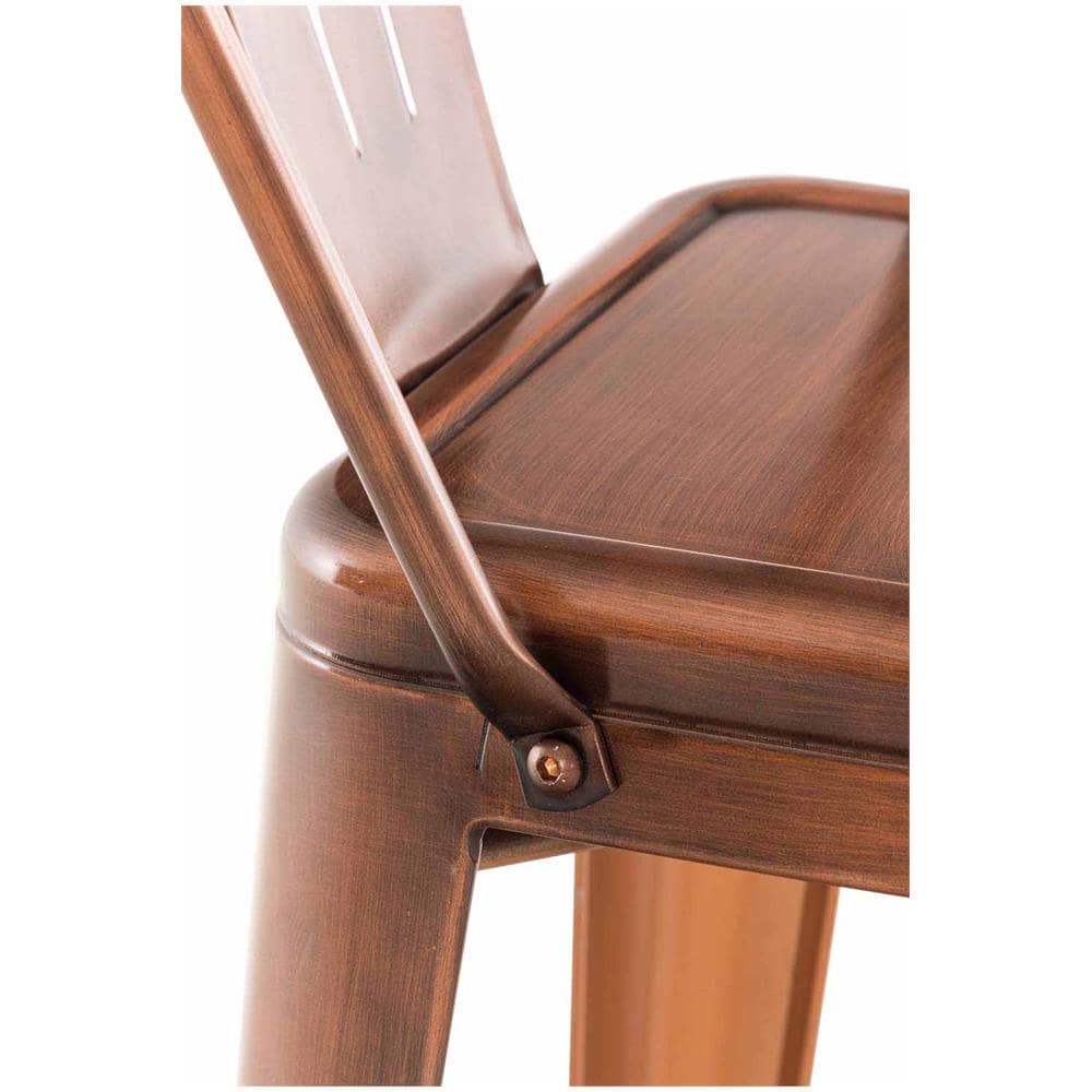 Sgabello Bar Aiden in Metallo Verniciato a Polvere | Sgabello Design Industrial, Facile da Pulire | Sedia Sgabello da Bancone, Seduta Alta 77 cm Rame - Foto 5