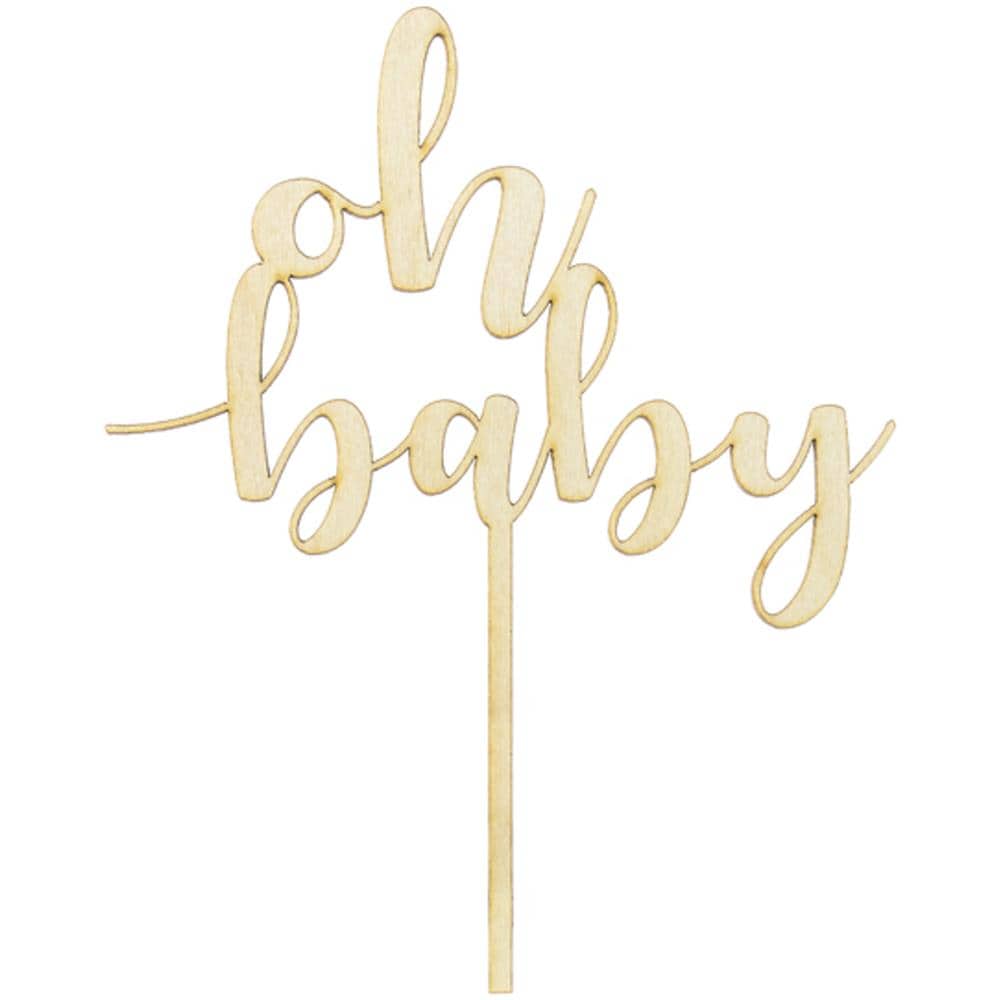 Partydeco - Decorazione Per Torte In Legno Oh Baby - Foto 1