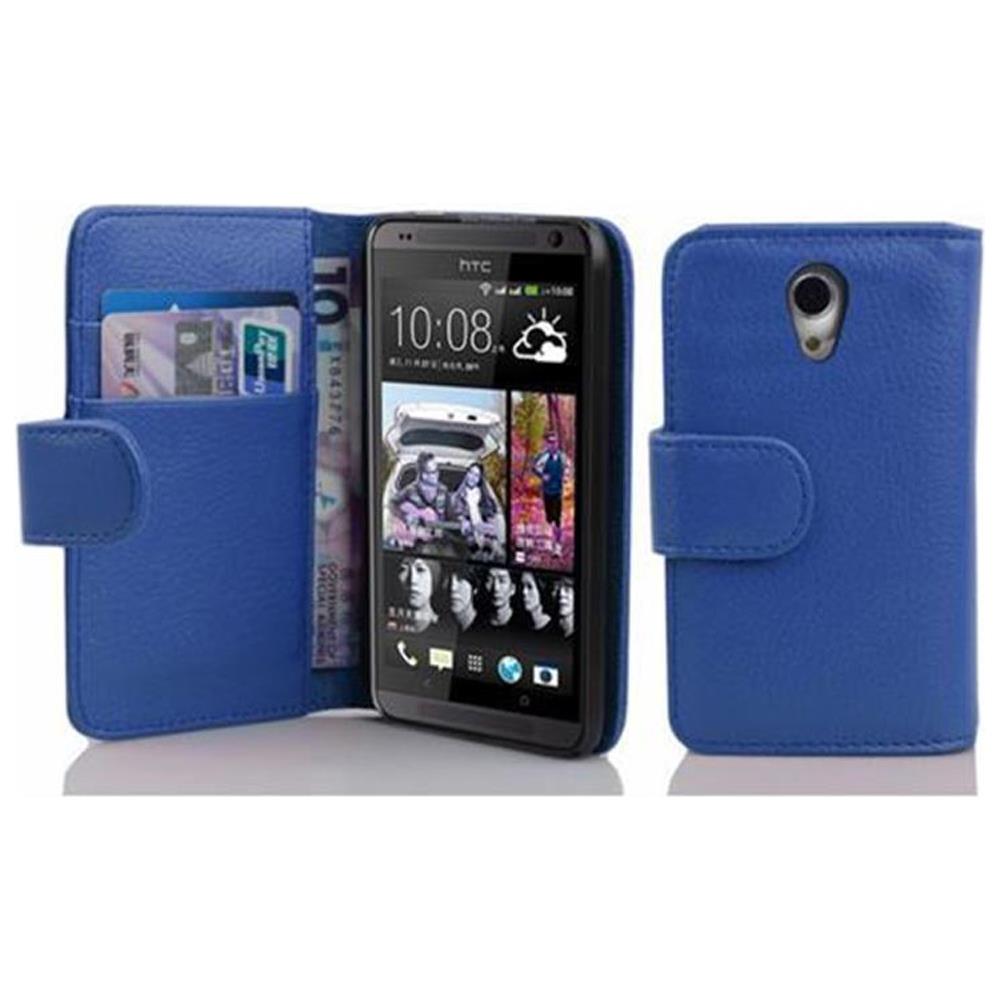 Custodia Compatibile Con Htc Desire 700 In Blu Reale - Coperchio Protettivo In Ecopelle Testurizzata E Tasca Per Carte Di Credito - Foto 1