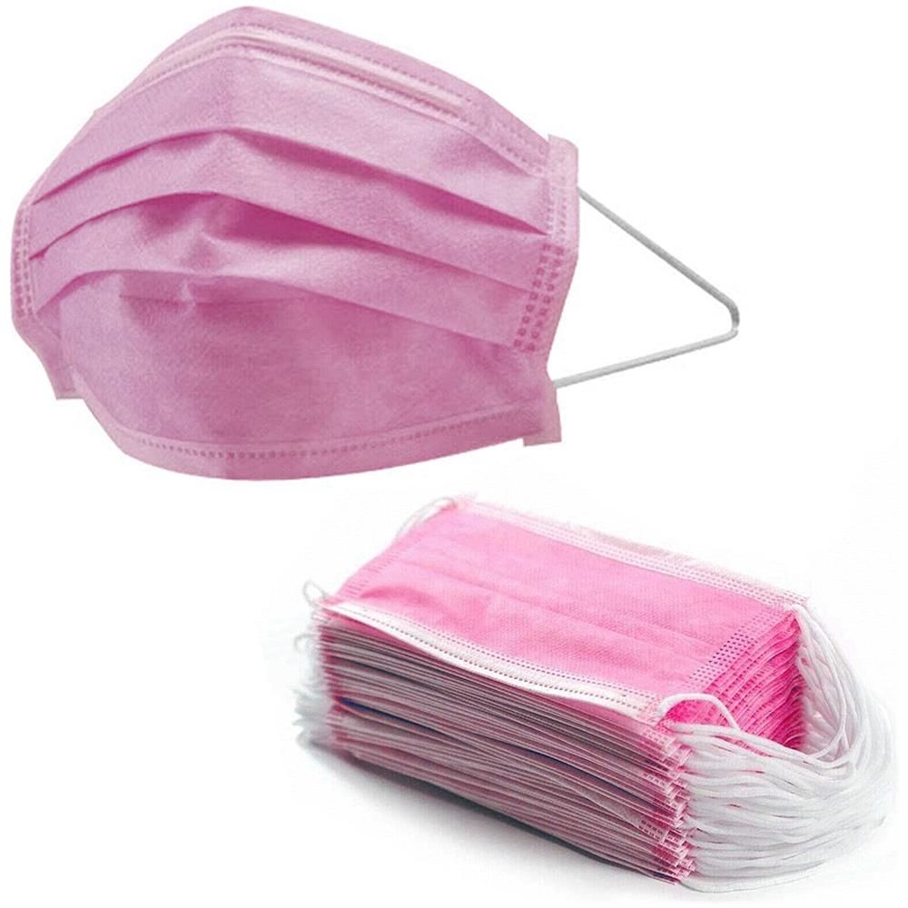50 Mascherine Usa E Getta, Maschere Per Il Viso, mascherine monouso Con Clip A 3 Strati, Maschere Dentali Monouso, In Garza, Antipolvere - Rosa - Foto 1
