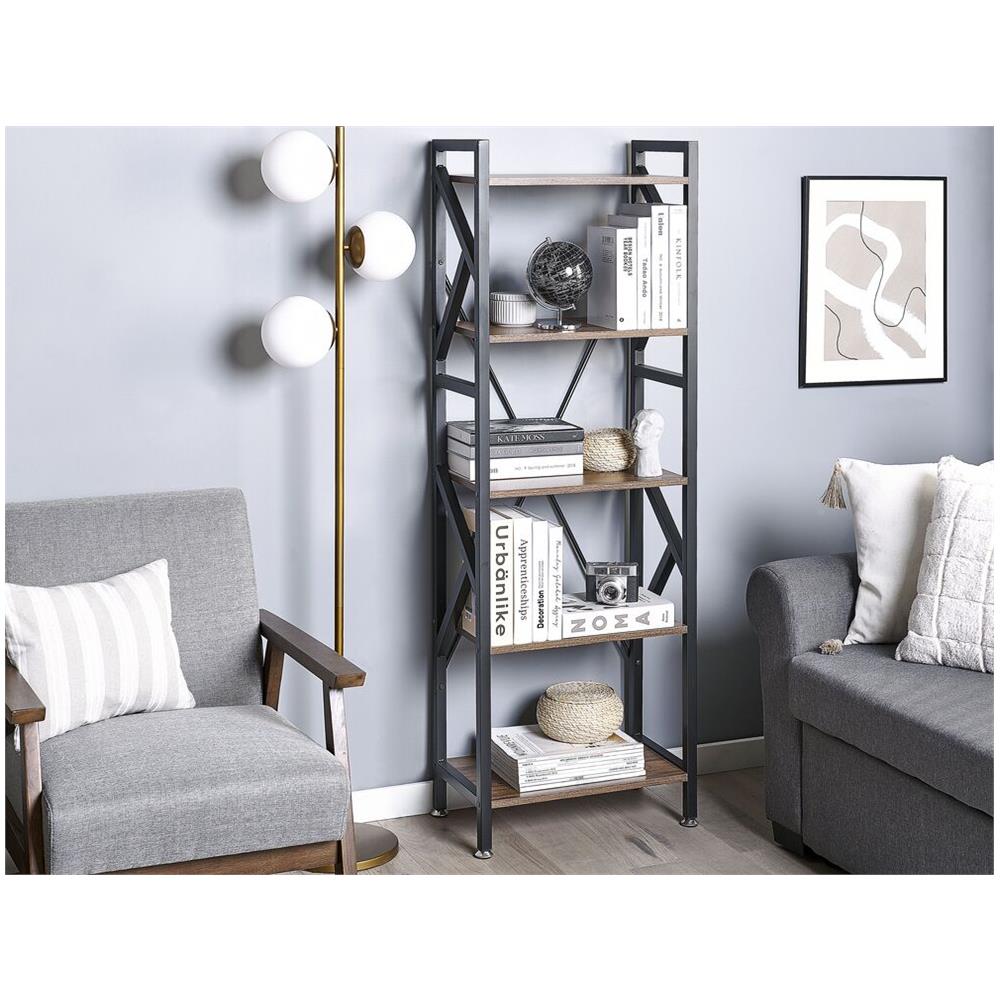 Libreria A 5 Scaffali In Legno Scuro Dale - Foto 2