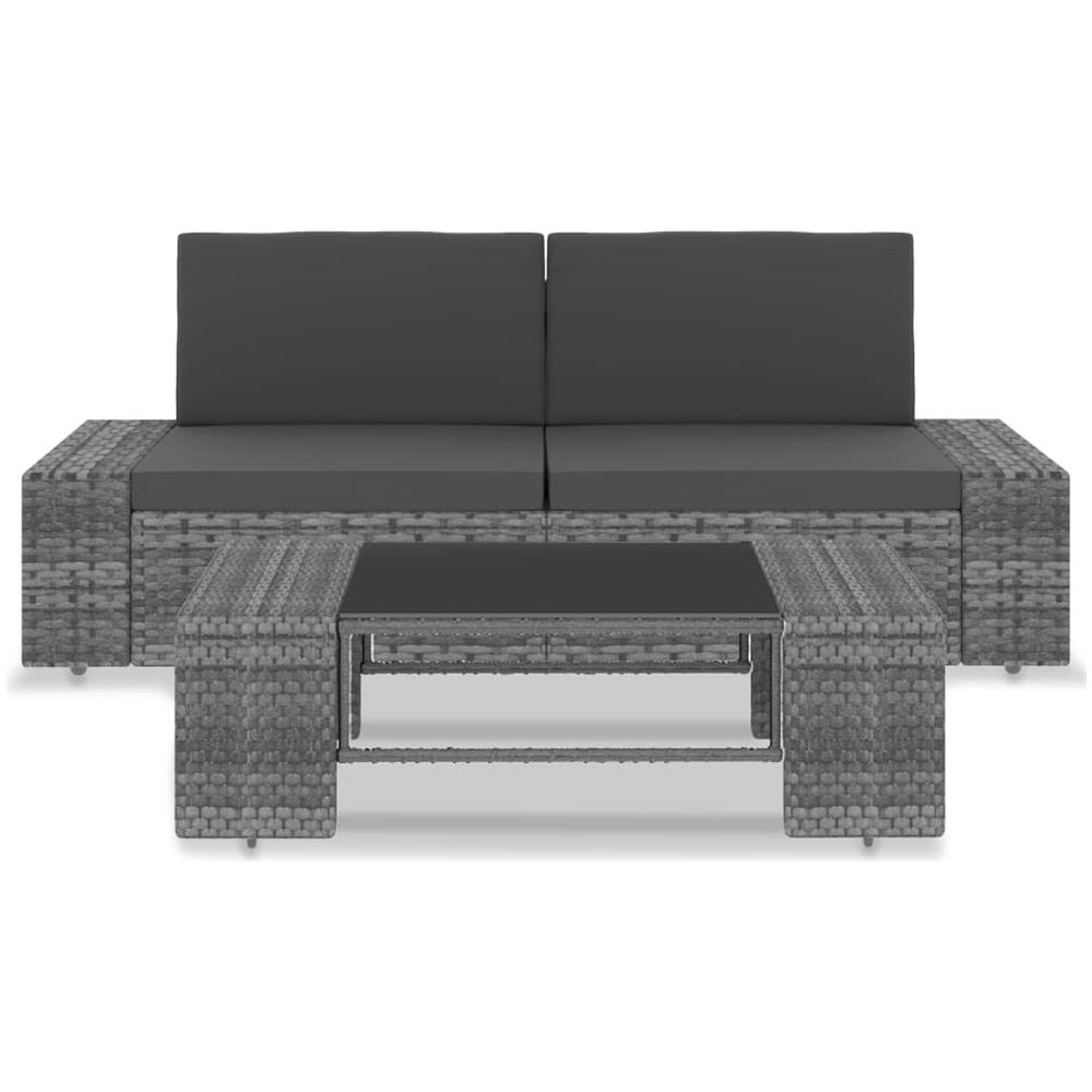 Set Divani da Giardino 3 pz in Polyrattan Grigio - Foto 3